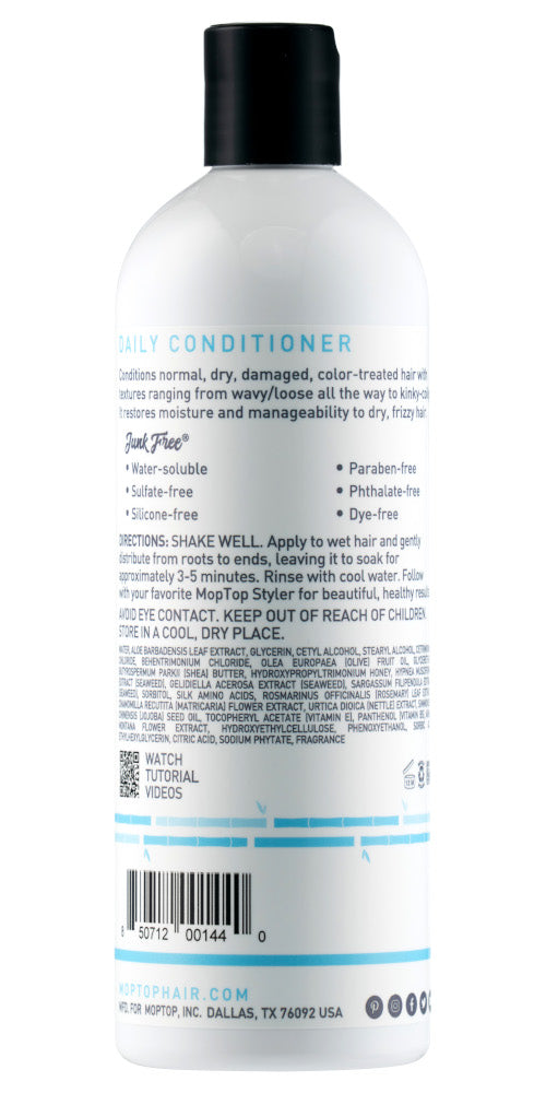 MopTop Daily Curly Conditioner | 16oz Back-Side Product Photo
