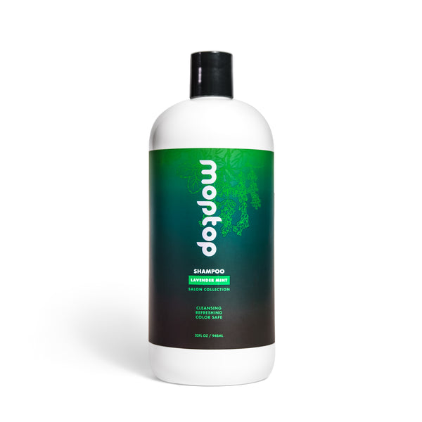 Front view of a 32 ounce Salon Shampoo bottle