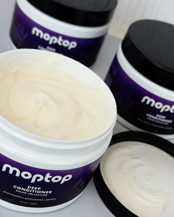 Jars of Salon Deep Conditioner, one is open