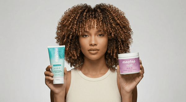 A woman holding the  Creamy Hair Conditioner and Custard