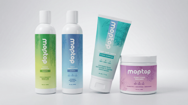 Wide shot of the curly hair kit bundle