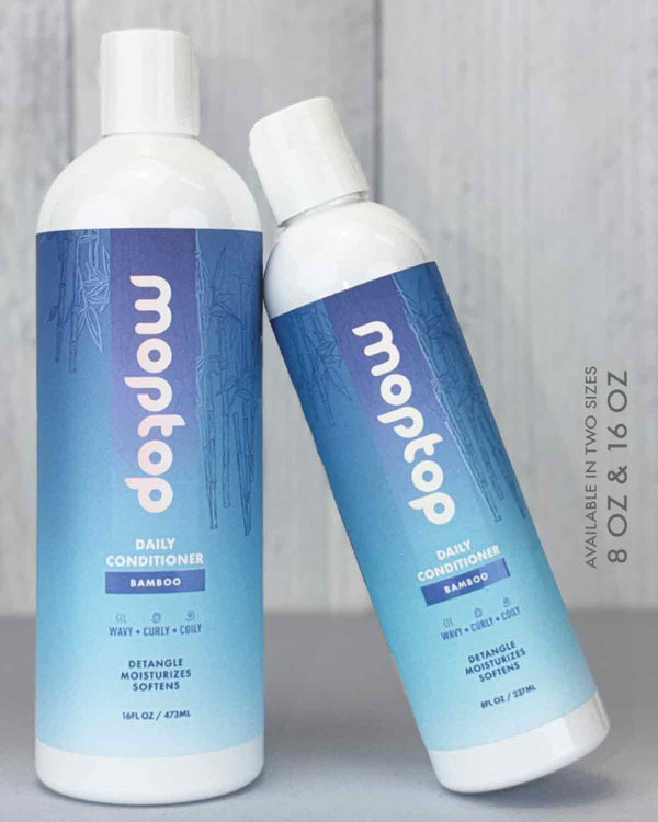 An 8 ounce and 16 ounce bottle of Daily Conditioner