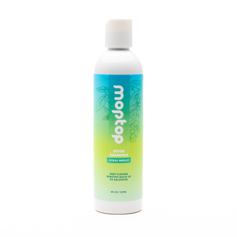 Individual bottle of 8oz detox shampoo with white lid